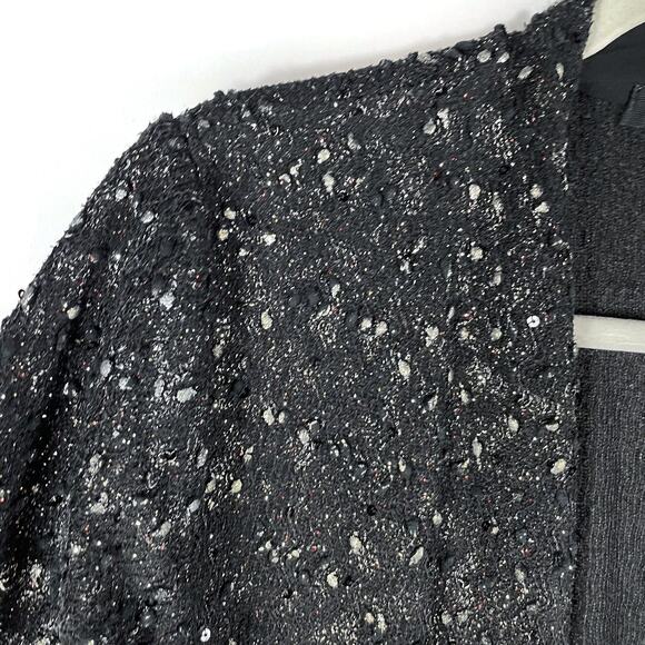 Alembika Coco Evening Jacket Black Shimmer Cardigan Open Front Sz M US - Picture 5 of 8
